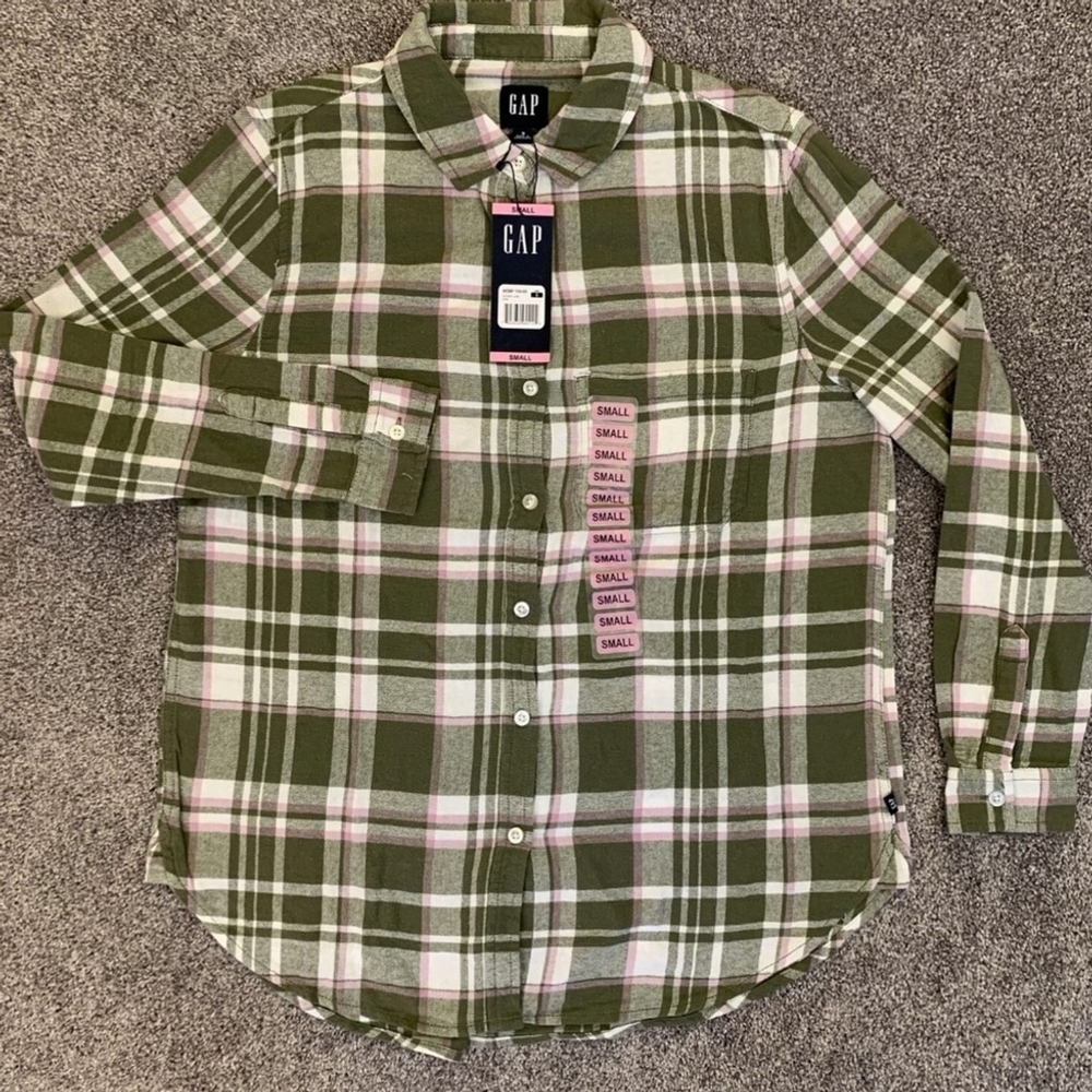Gap Boyfriend Flannel Piper Button Up relaxed fit Shirt Top Size S Small - Picture 1 of 11